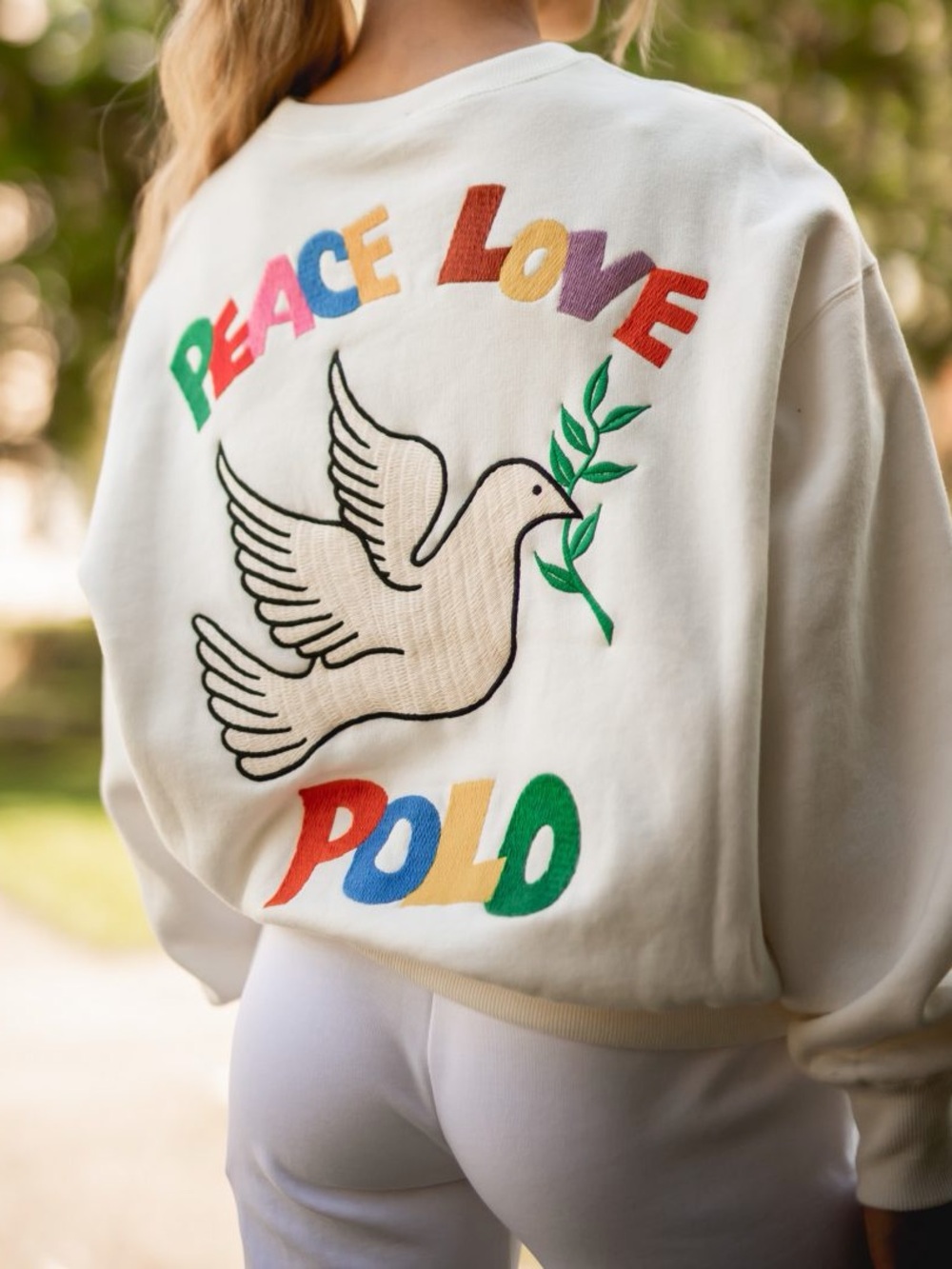Polo by Ralph Lauren Peace Love Dove Sweatshirt in Cream Women’s Size Large EUC